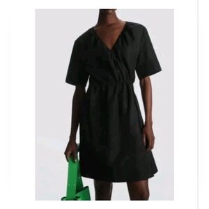 COS Small Black Wrap Dress Short Sleeve Linen Bl Minimalist Preppy